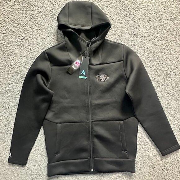 Antigua San Francisco 49ers Black on Black Full Zip Hoodie - NFL Team Men's NWT - Picture 2 of 9